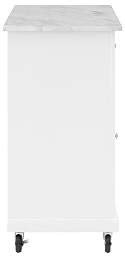 Crosley Furniture Avery Rolling Kitchen Island Storage Cart with Shelves, Microwave Stand, Coffee Bar, Distressed White Crosley Furniture