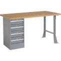 Global Industrial 60" W x 30" D Workbench, 1-1/2" Square Edge Shop Top, 4 Drawer/Open Leg Global Industrial