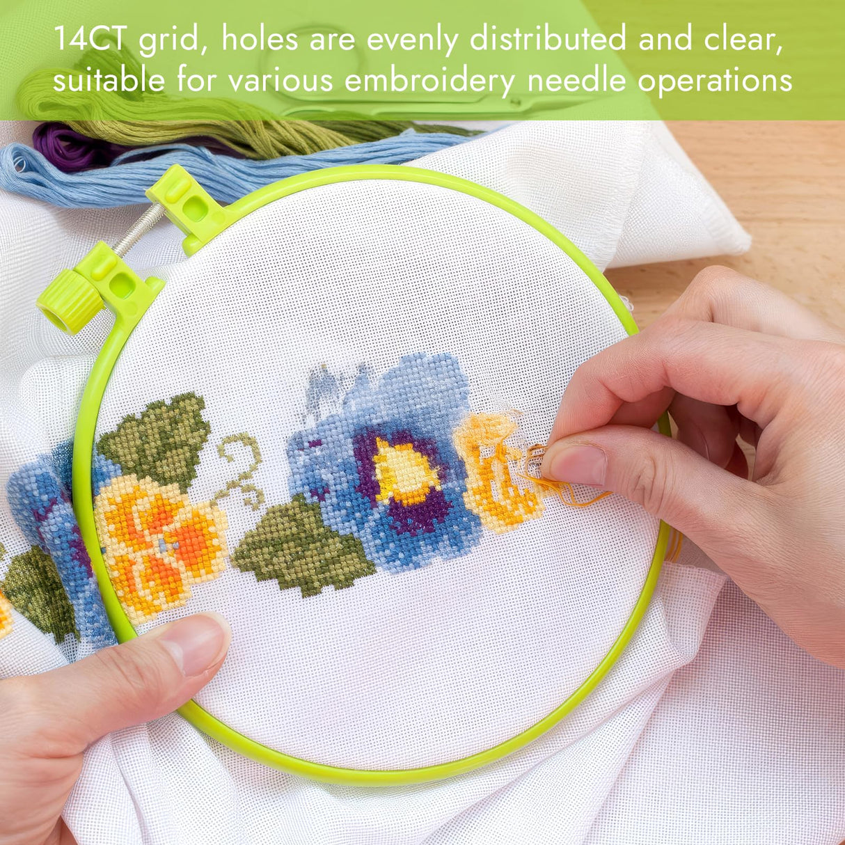 12 by 18-Inch Count Cross Stitch Fabric, 4 PCS Aida Cloth 14 Count, White Embroidery Fabric for Embroidery Projects and DIY Handicrafts, Handmade Needlework Okxiri