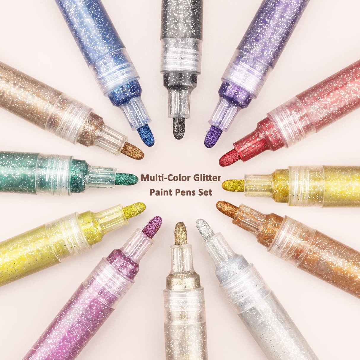 12 Colors Glitter Markers Pen Metallic Paint Pens Medium Kids & Adults Rock Painting and More 3mm WoodArtSupply