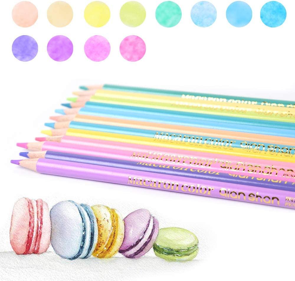 12 Macaroon Colors Watercolor Pencils - Water Soluble Pre-Sharpened Wooden Colored Pencil Set WoodArtSupply