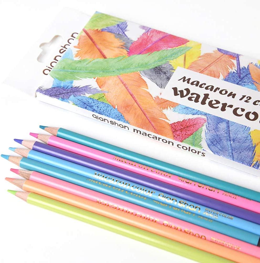 12 Macaroon Colors Watercolor Pencils - Water Soluble Pre-Sharpened Wooden Colored Pencil Set WoodArtSupply