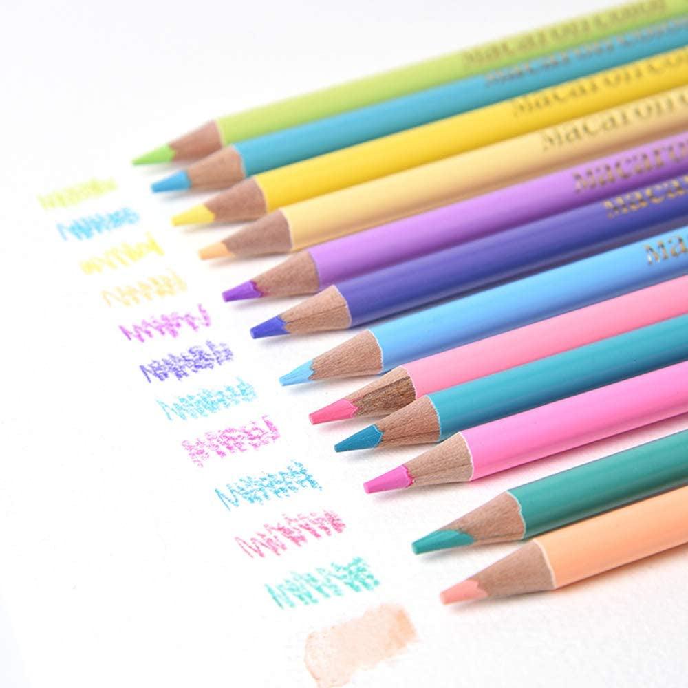 12 Macaroon Colors Watercolor Pencils - Water Soluble Pre-Sharpened Wooden Colored Pencil Set WoodArtSupply