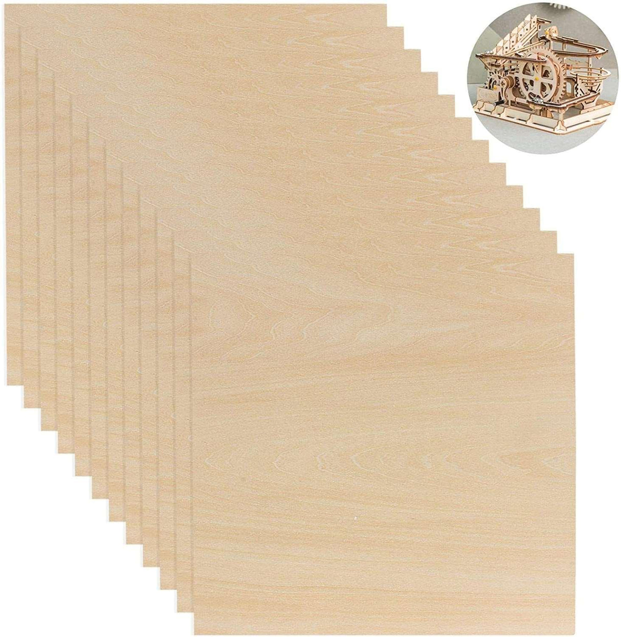 12 Pack Basswood Sheets 1/8 X 11.8 X 11.8 Inch Plywood Board, Thin Natural Unfinished Wood WoodArtSupply