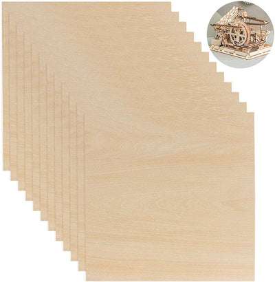 12 Pack Basswood Sheets 1/8 X 11.8 X 11.8 Inch Plywood Board, Thin Natural Unfinished Wood
