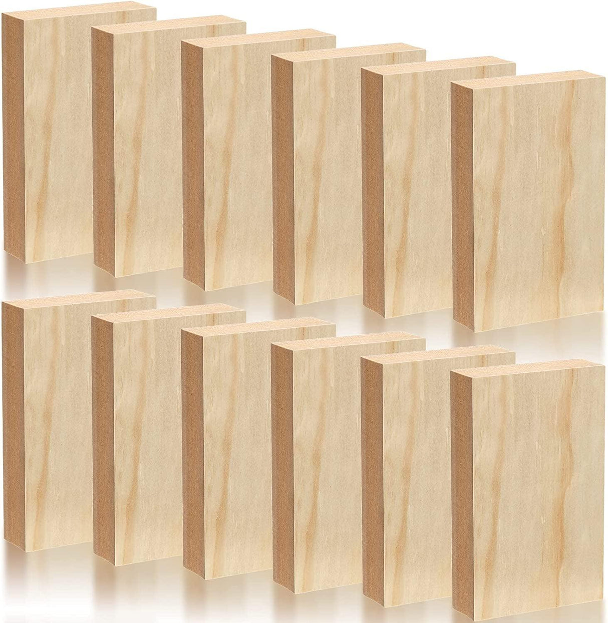 12 Pack MDF Wood Board Wood Art Wooden Panels Painting Crafts 1" Thick Blocks Chipboard Engraving, Chip Carving, 5" X 3" WoodArtSupply