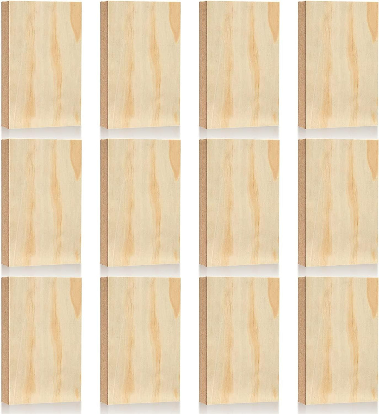 12 Pack MDF Wood Board Wood Art Wooden Panels Painting Crafts 1" Thick Blocks Chipboard Engraving, Chip Carving, 5" X 3" WoodArtSupply