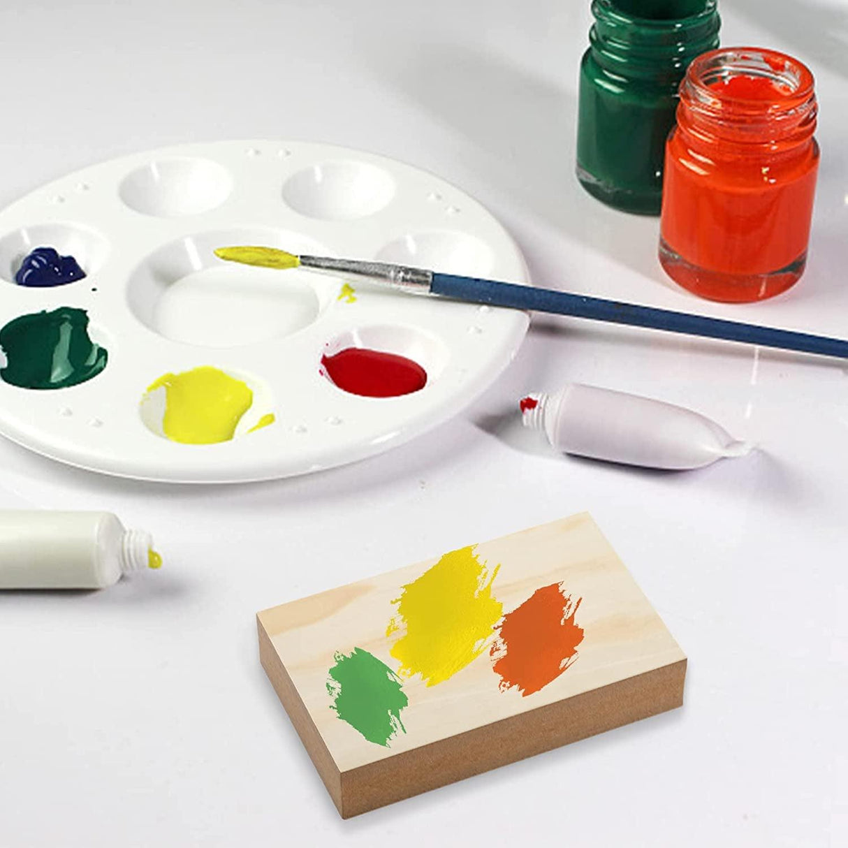 12 Pack MDF Wood Board Wood Art Wooden Panels Painting Crafts 1" Thick Blocks Chipboard Engraving, Chip Carving, 5" X 3" WoodArtSupply