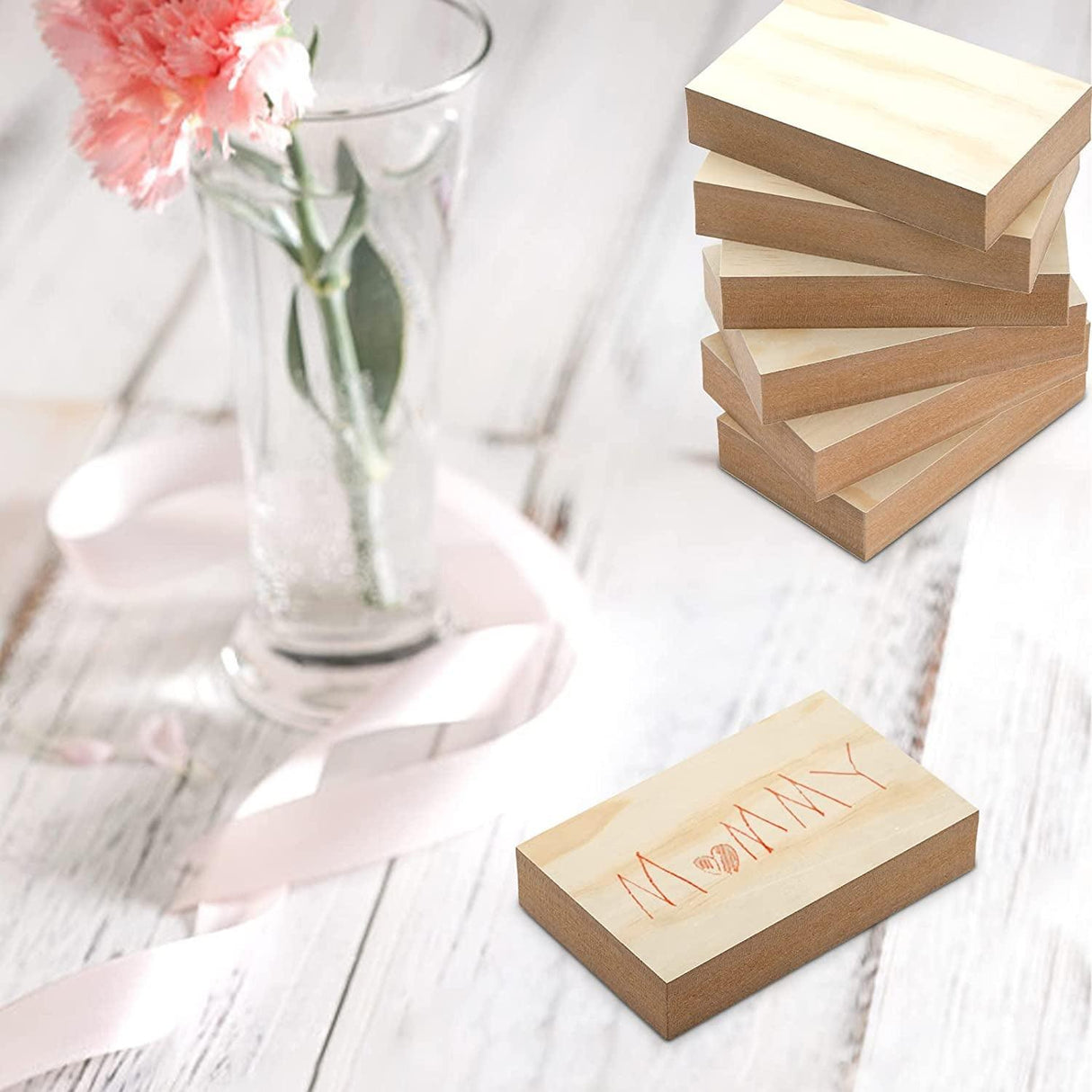 12 Pack MDF Wood Board Wood Art Wooden Panels Painting Crafts 1" Thick Blocks Chipboard Engraving, Chip Carving, 5" X 3" WoodArtSupply