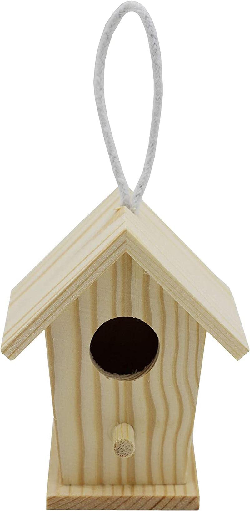 12-Pack of Mini Wooden Bird Houses to Paint, with Hanging Cords, Unfinished DIY Design Your Own WoodArtSupply