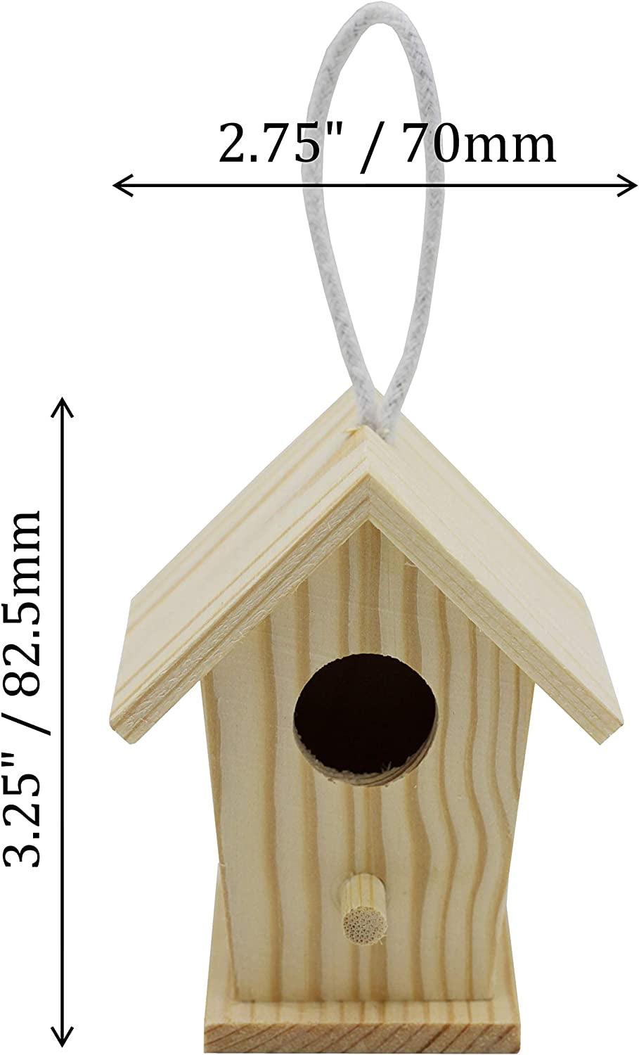 12-Pack of Mini Wooden Bird Houses to Paint, with Hanging Cords, Unfinished DIY Design Your Own WoodArtSupply