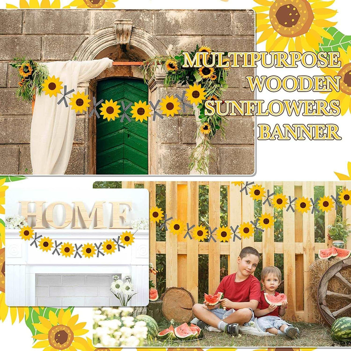 12 Pack Unfinished Sunflower Wood Cutout Crafts Unpainted Hanging Wood Signs Sunflower Cutouts for DIY Banner WoodArtSupply