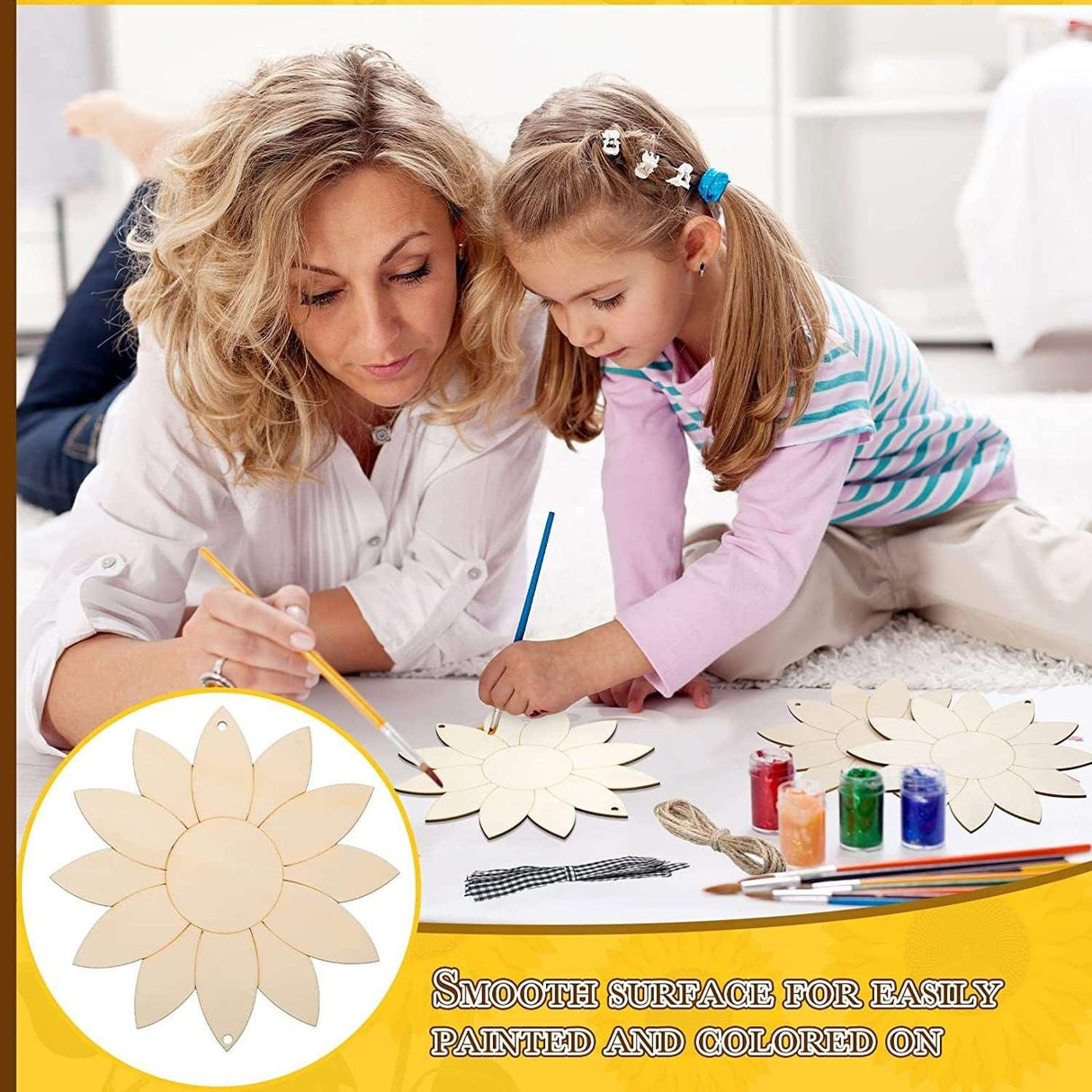 12 Pack Unfinished Sunflower Wood Cutout Crafts Unpainted Hanging Wood Signs Sunflower Cutouts for DIY Banner WoodArtSupply