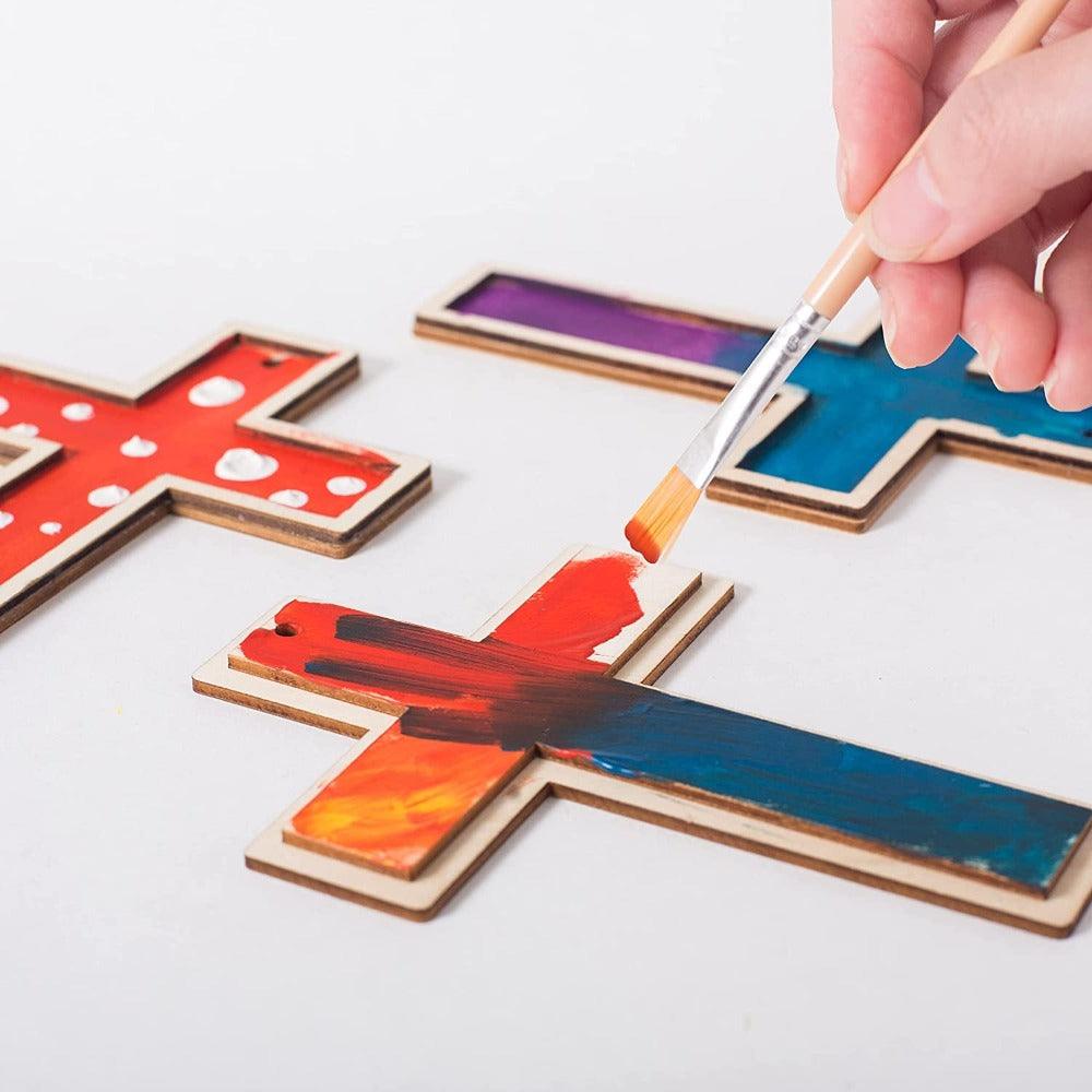 12 Pack Unfinished Wooden Crosses for DIY Crafts Ornament Easter