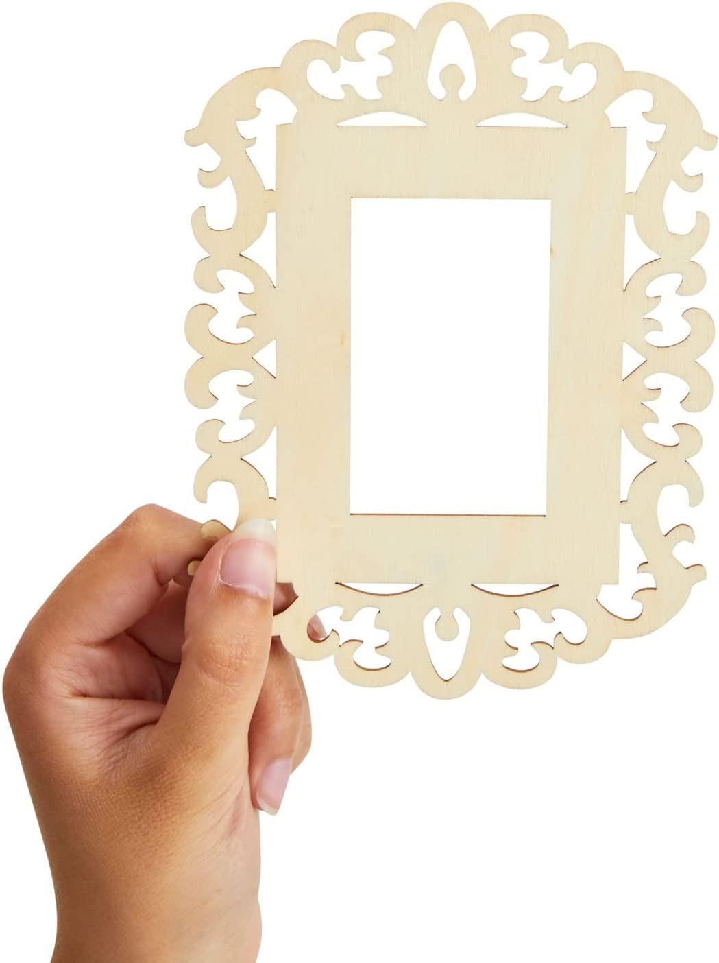 12 Pack Unfinished Wooden Picture Frames for Crafts and DIY Ornaments for Christmas Tree, Includes Jute Rope (4.3 X 5.8 In) WoodArtSupply