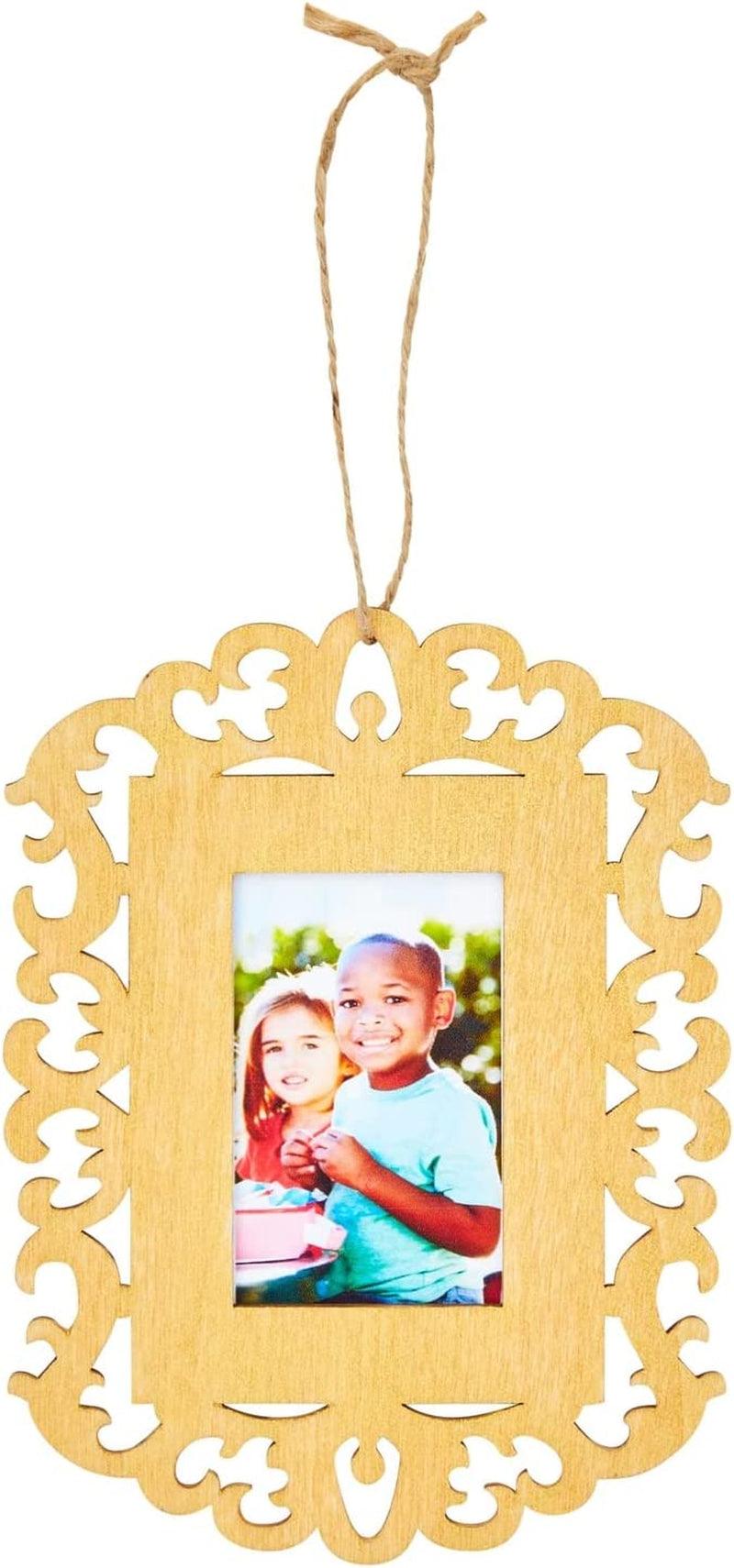 12 Pack Unfinished Wooden Picture Frames for Crafts and DIY Ornaments for Christmas Tree, Includes Jute Rope (4.3 X 5.8 In) WoodArtSupply