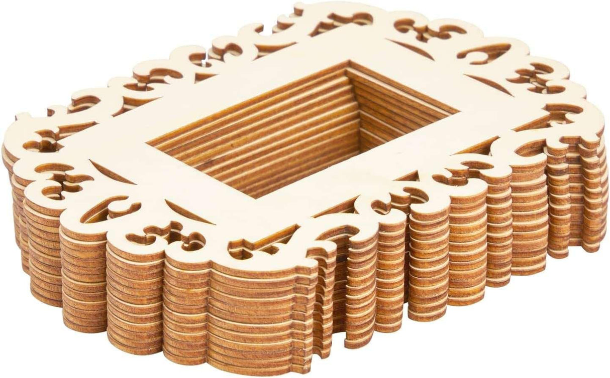 12 Pack Unfinished Wooden Picture Frames for Crafts and DIY Ornaments for Christmas Tree, Includes Jute Rope (4.3 X 5.8 In) WoodArtSupply
