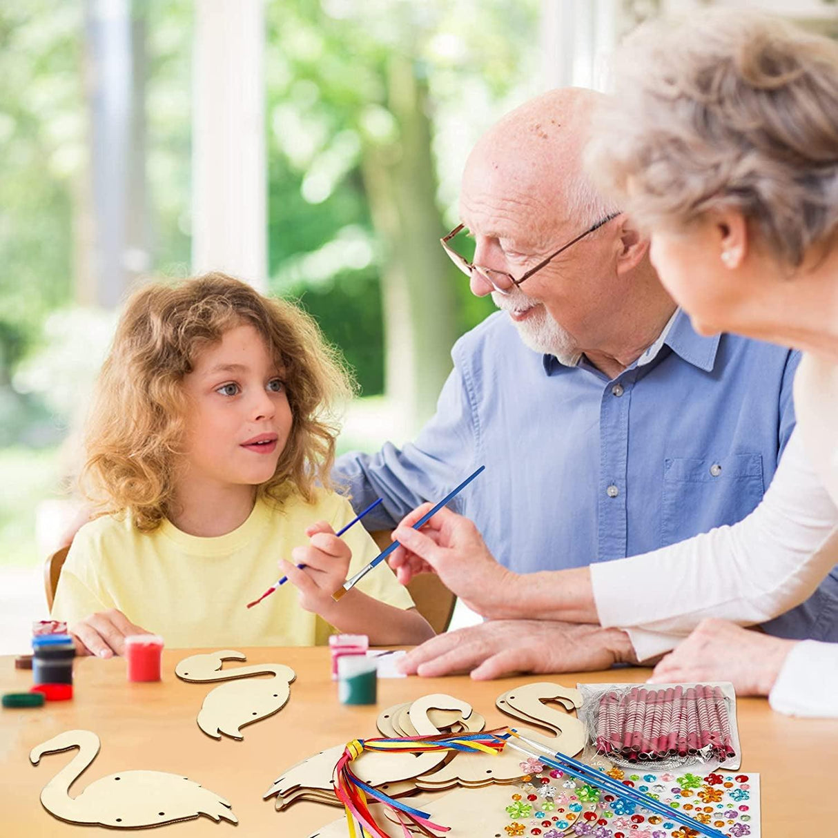 Flamingo DIY Wind Chime Craft Kit for Kids - 12 Pack Wooden Arts and Crafts Set WoodArtSupply