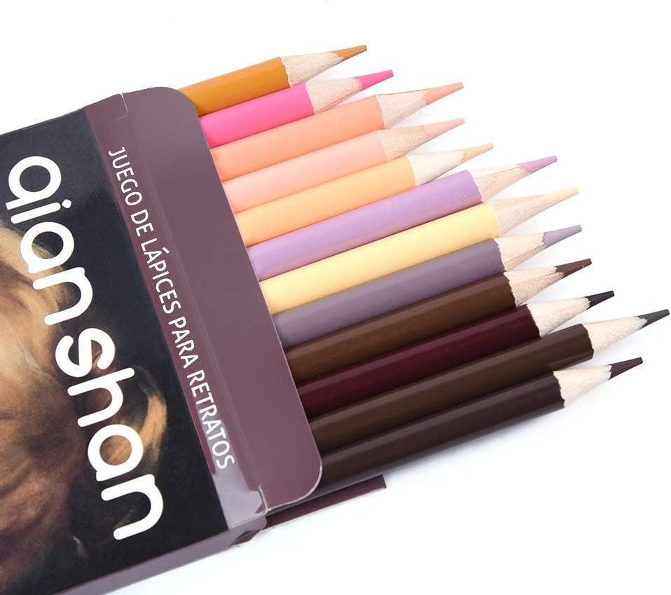 12 Skin Tones Colored Pencils Oil Based Pre-Sharpened Drawing Pencils WoodArtSupply