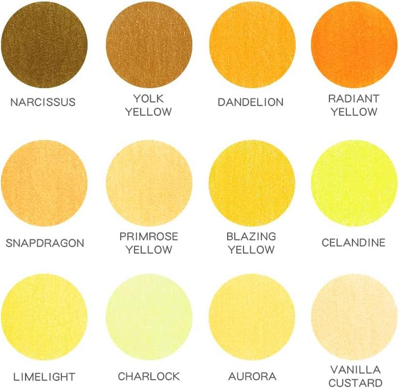 12 Yellow Colored Pencils Oil Based Pre-Sharpened Wooden Colored Pencil Set WoodArtSupply