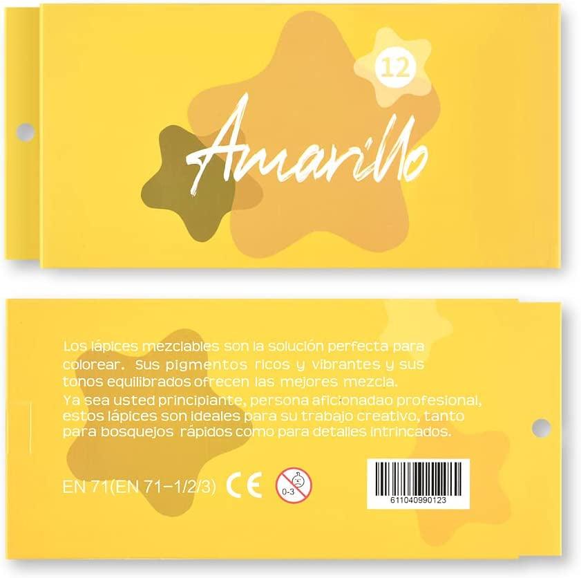 12 Yellow Colored Pencils Oil Based Pre-Sharpened Wooden Colored Pencil Set WoodArtSupply