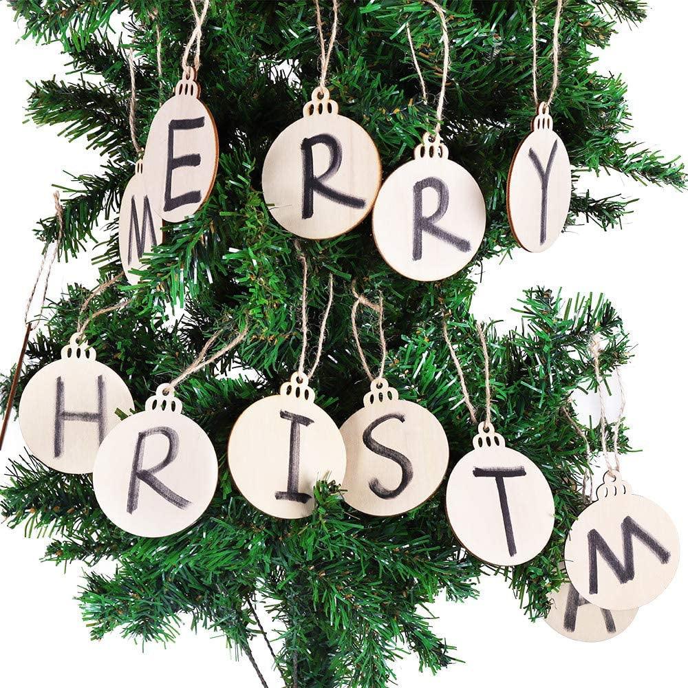 120Pcs Wood Slices 3.5" Wooden Diy Christmas Ornaments Unfinished Predrilled Wood Circles for Crafts Centerpieces round Wooden Discs Hanging WoodArtSupply