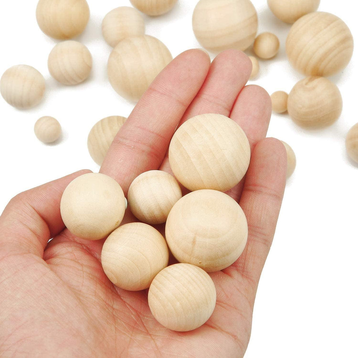 122 Pieces round Wood Balls Unfinished Wooden Balls Natural Craft Balls for DIY Projects Jewelry Making Arts Design, 5 Sizes WoodArtSupply