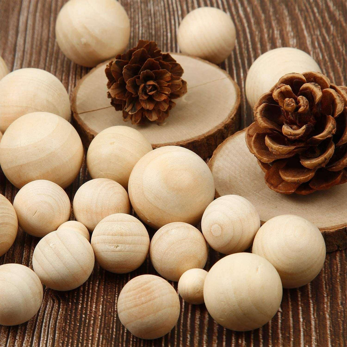 122 Pieces round Wood Balls Unfinished Wooden Balls Natural Craft Balls for DIY Projects Jewelry Making Arts Design, 5 Sizes WoodArtSupply