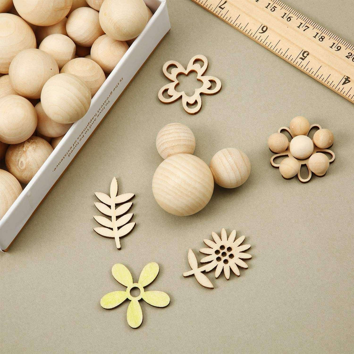 122 Pieces round Wood Balls Unfinished Wooden Balls Natural Craft Balls for DIY Projects Jewelry Making Arts Design, 5 Sizes WoodArtSupply
