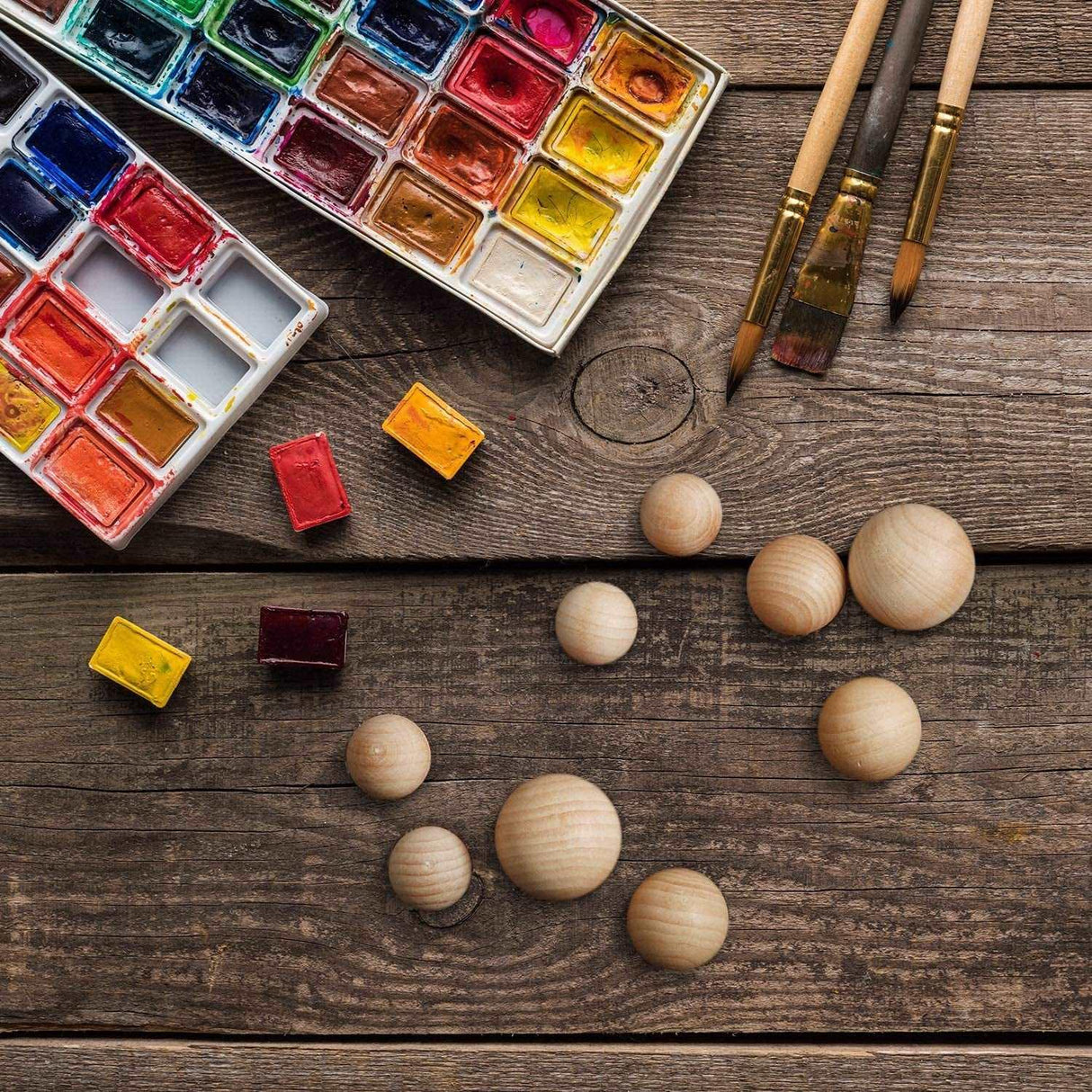 122 Pieces round Wood Balls Unfinished Wooden Balls Natural Craft Balls for DIY Projects Jewelry Making Arts Design, 5 Sizes WoodArtSupply