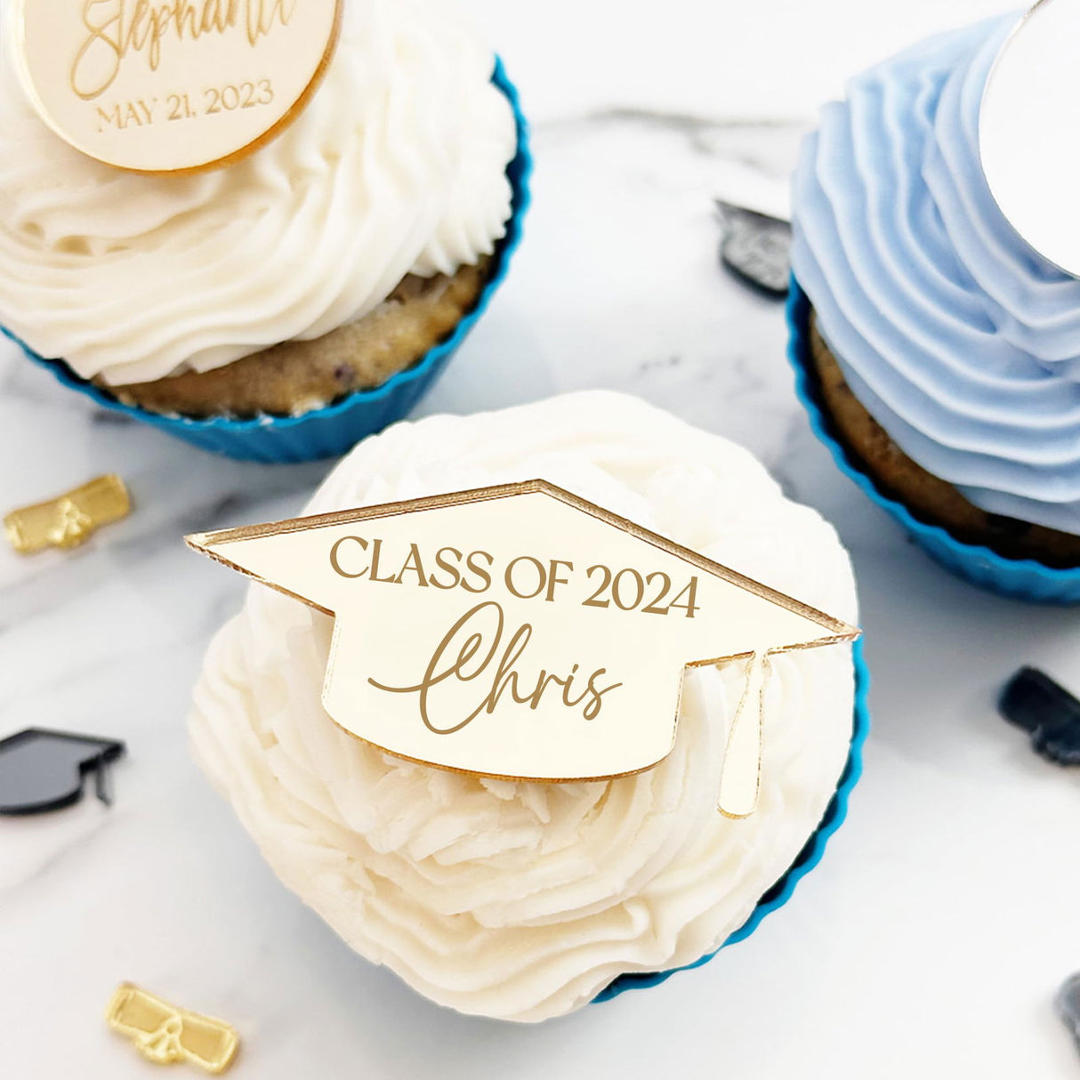 (12Pack) Personalized Graduation Cupcake Toppers 2024 | Cupcake Toppers Graduation | Cupcake Graduation Toppers 2024 | Cup Cake Decoration for Graduation | Personalized Graduation Cupcake Toppers SugoiCC