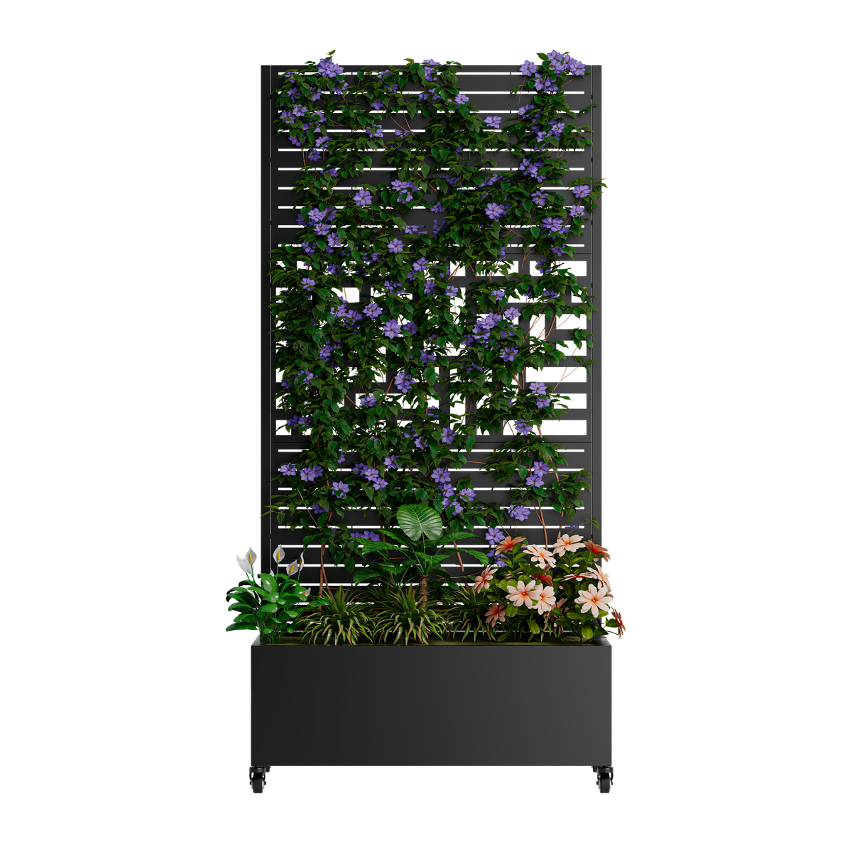 Metal Planter Box with Trellis, 73"x35"x16" Raised Garden Bed