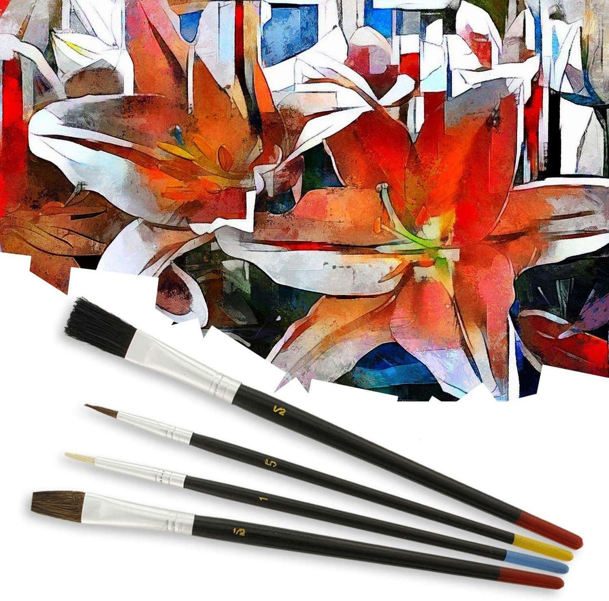 15pc Multi-Purpose Artist Paint Brush Set Pony round and Flat Bristles Canvas, Paper, Wood Watercolor, Acrylic, Oil WoodArtSupply