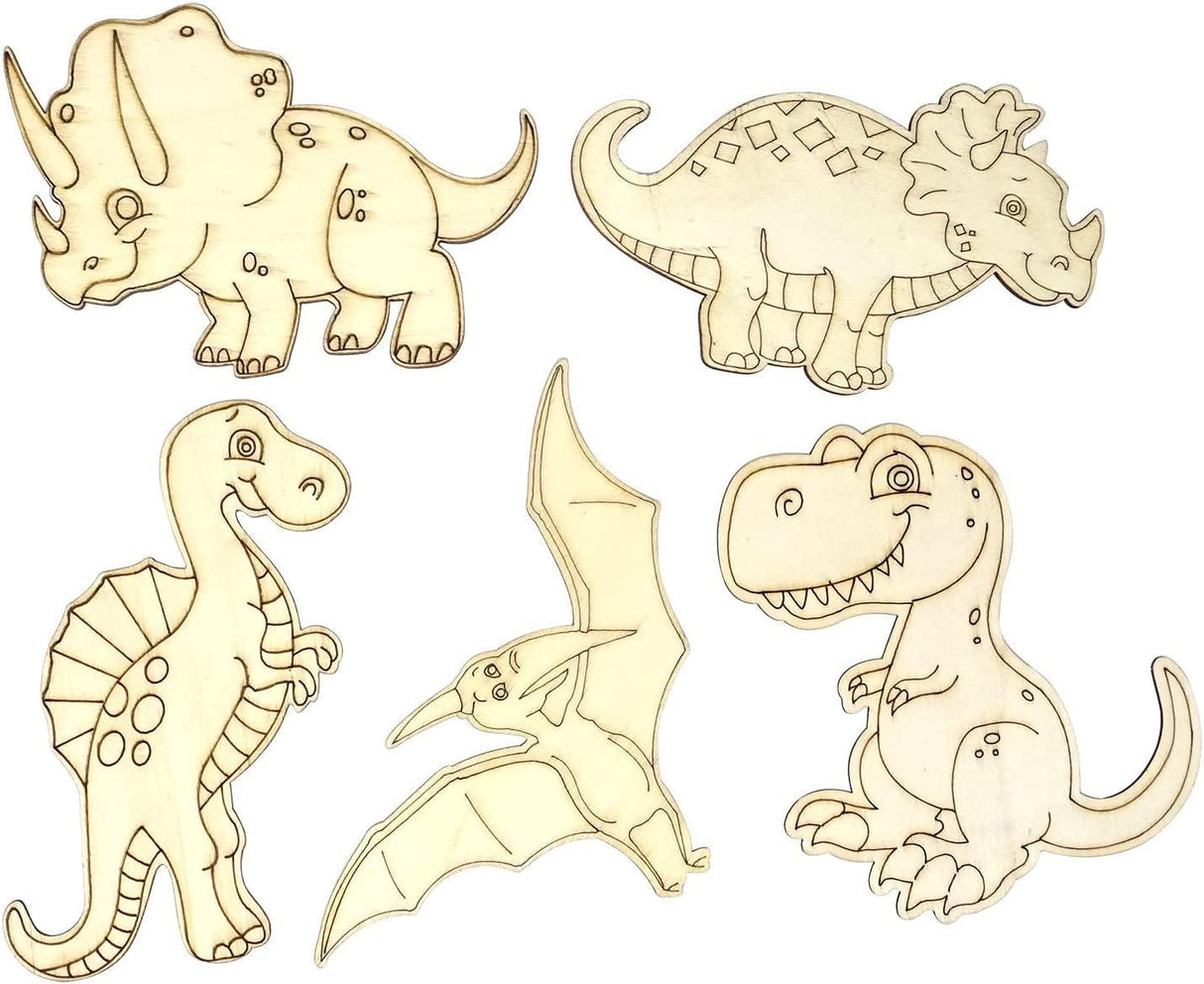 16PCS Unfinished Wood Cutouts Wooden Dinosaur Animal Cutouts Paint Crafts for Home Decor DIY Craft Art Project (8 Style) WoodArtSupply