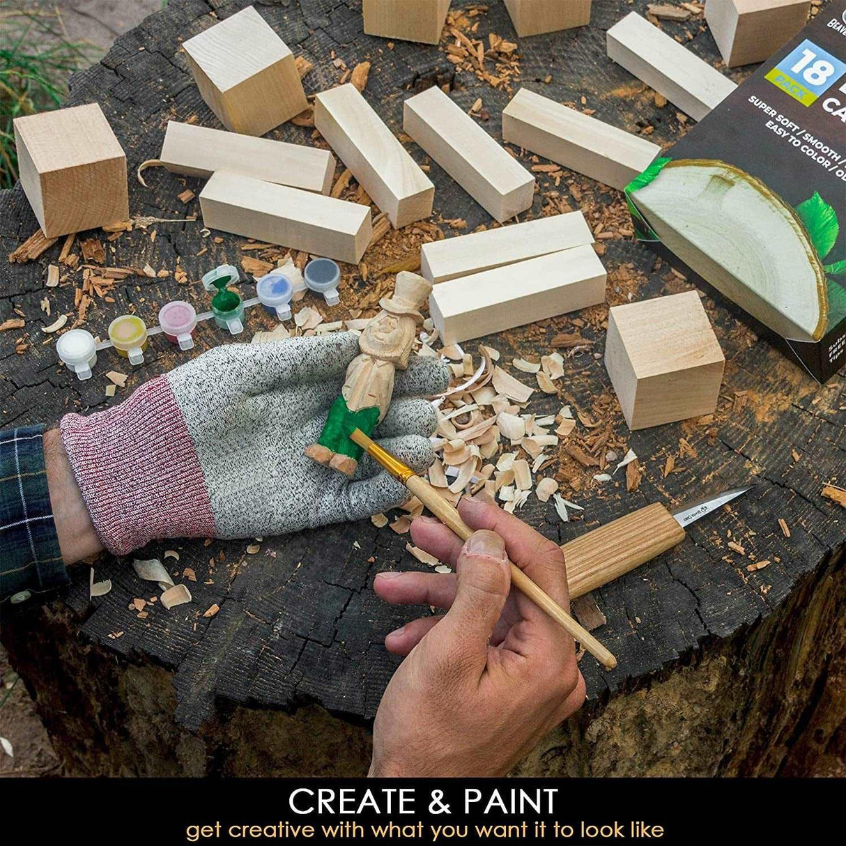 18Pcs Basswood Carving Blocks Whittling Wood Carving for Kit Wood Carving Set WoodArtSupply