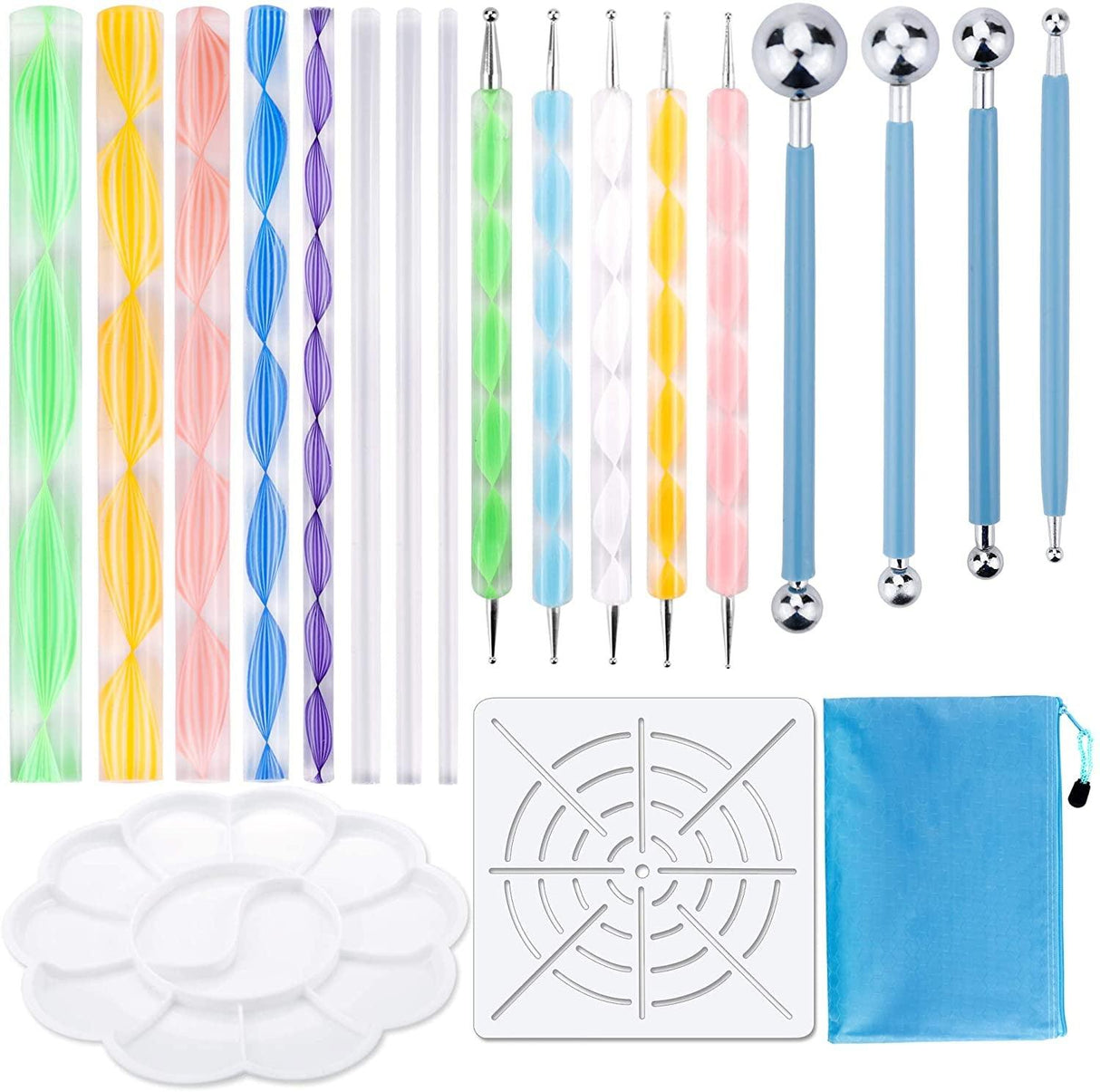 19PCS Mandala Dotting Tools Set Pen Dotting Tools Stencil Ball Stylus Paint Tray WoodArtSupply