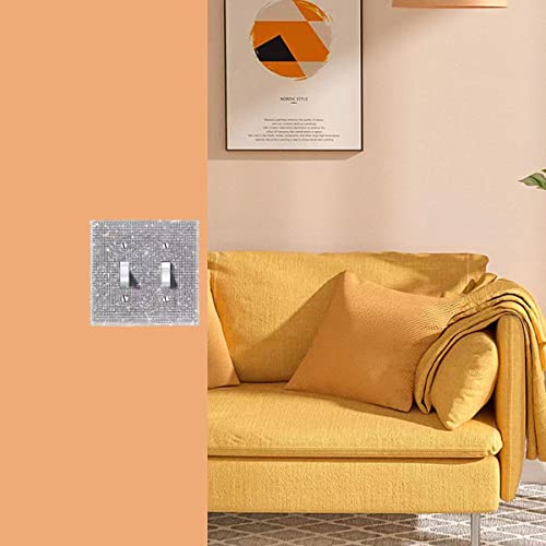 (1PCS) BLING SILVER RHINESTONE LIGHT SWITCH COVER SHINY CRYSTAL SPARKLE WALL PLATE COVER WoodArtSupply