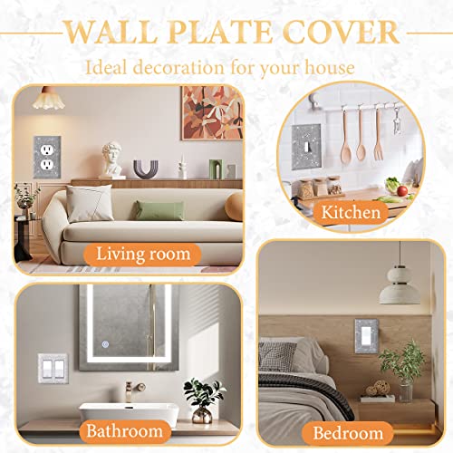 (1PCS) Bling Silver Rhinestone Light Switch Cover Shiny Crystal Sparkle Wall Plate Cover WoodArtSupply