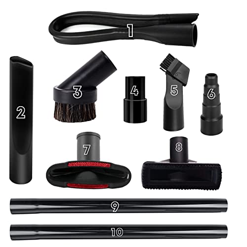 1 1/4" Vacuum Attachments & Brushes for Shop Vac Accessories Household Cleaning Kit Brush Nozzle Crevice Tool with Adapter for 1" to 2" Hose Set of Loyarvansi