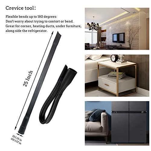 1 1/4" Vacuum Attachments & Brushes for Shop Vac Accessories Household Cleaning Kit Brush Nozzle Crevice Tool with Adapter for 1" to 2" Hose Set of Loyarvansi