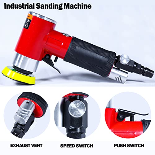 1" 2" 3" Mini Orbital Sander, Pneumatic Sander Random Orbital Eccentric Dual Action Polisher for Auto Body Work, High Speed Air Powered Sanders & YPCOO