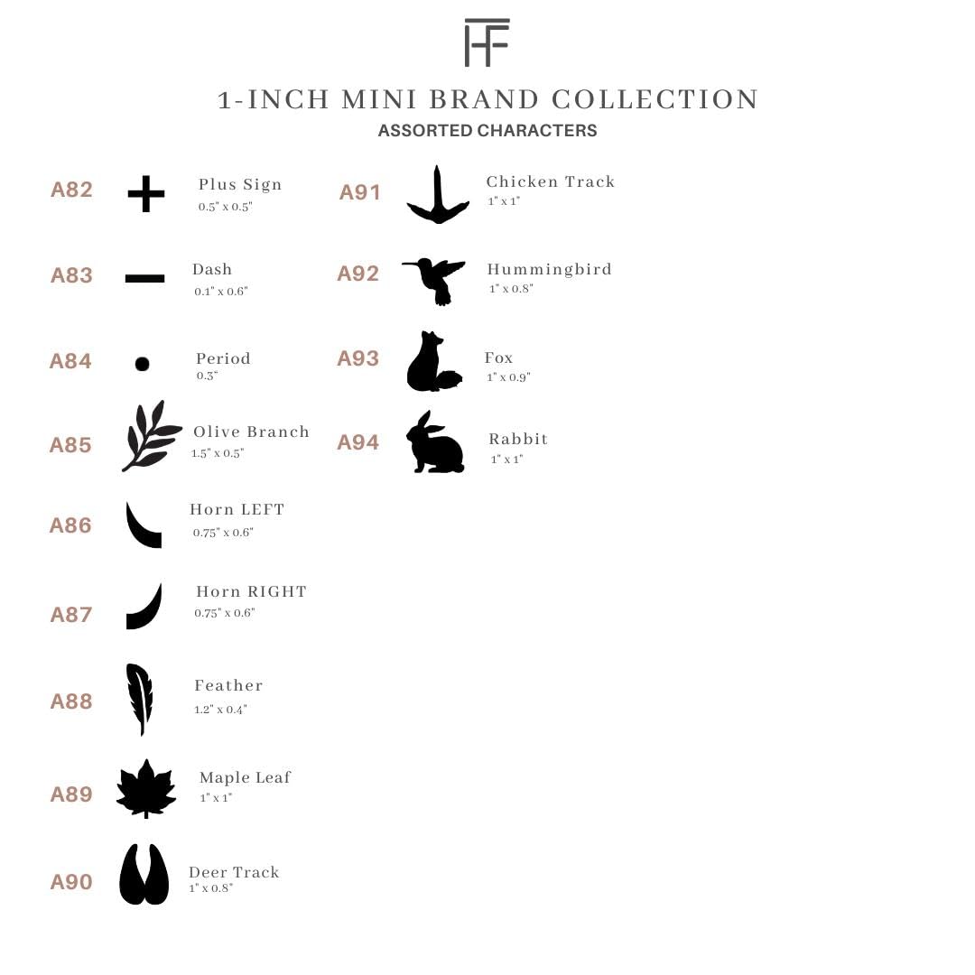 1" Assorted Characters Mini Steel Branding Irons Kit for Hats, Wood Burning, DIY Beginner Adult Crafts - MADE IN THE USA (25 ct, 8" Straight-Steel Handle)… The Heritage Forge