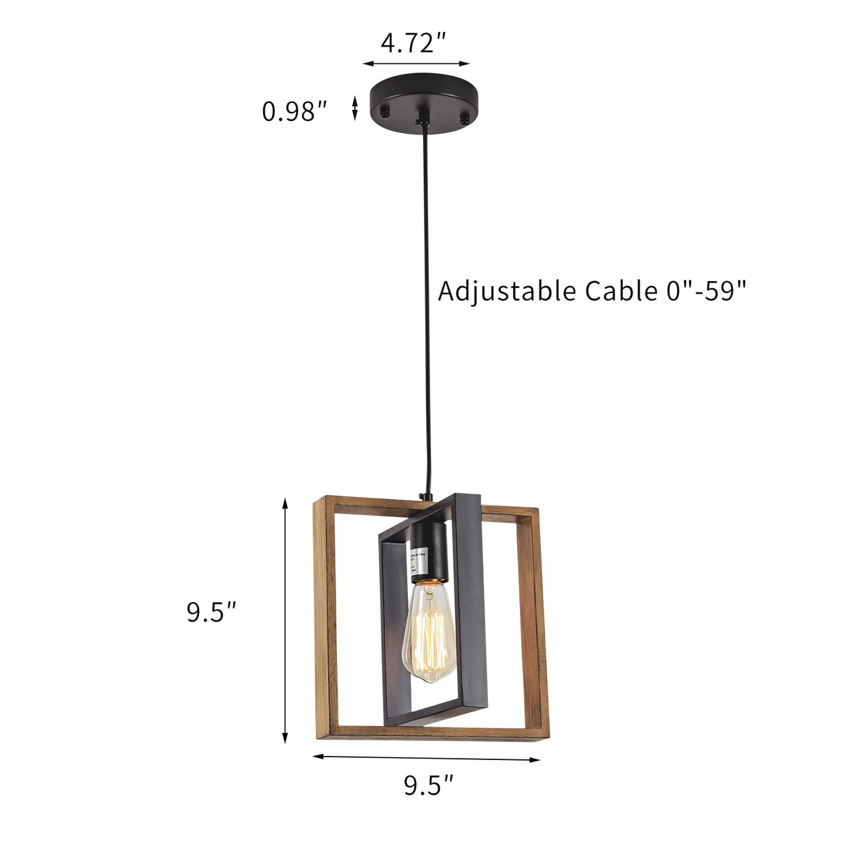 1 Light Kitchen Island Light Modern Black Dining Room Light Fixture Mini Wood Farmhouse Chandelier Hanging Pendant Light Fixtures for Foyer Hallway Poroulux