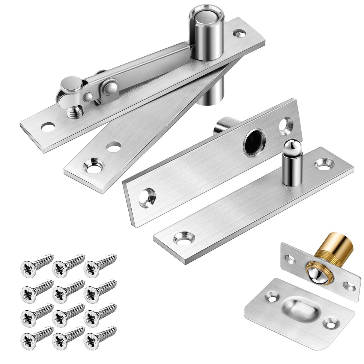 1 Pack | Heavy Duty Pivot Hinge Set with Door Ball Catch for Wood Door - HBL' Stainless Steel Hidden Door Hinge for Secret Door, 360 Degree Rotation, Invisible Pivot Door Hardware for Bookshelf. HBL'