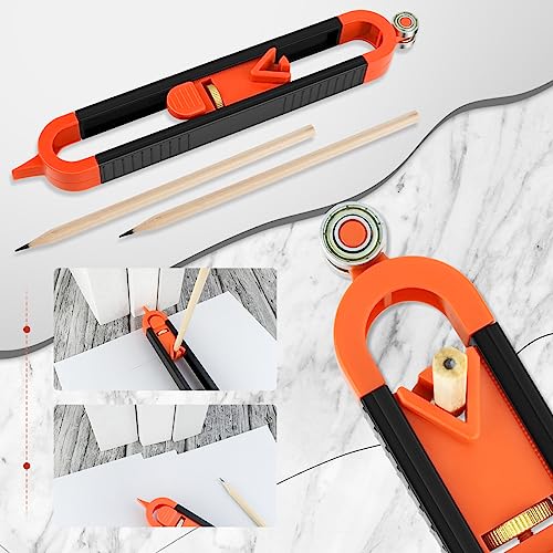 1 Pack Precise Contour Scribe Tool with 2 Pencil, Upgrade Contour Measuring Tool with Adjustable Lock for Woodworking Finish Carpenter, DIY Handyman, yuntop