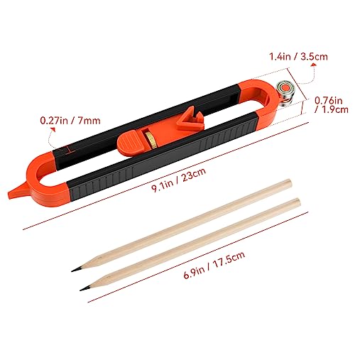 1 Pack Precise Contour Scribe Tool with 2 Pencil, Upgrade Contour Measuring Tool with Adjustable Lock for Woodworking Finish Carpenter, DIY Handyman, yuntop