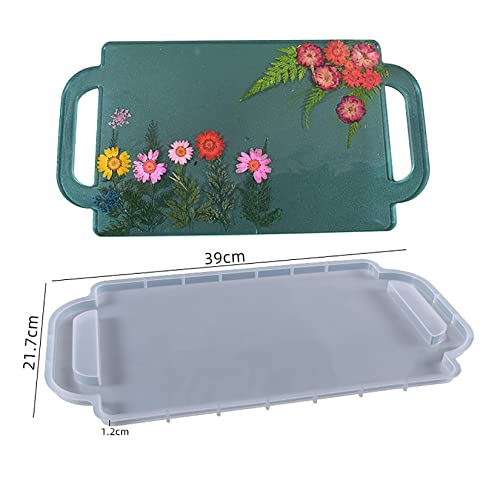 1 Pcs Tray Silicone Resin Mold with Handle Rectangle Shaped Epoxy Silicone Casting Molds for Cup Fruit Candy Storage Holder,3D DIY Making Handmade Qinlunuho