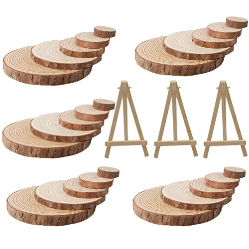 1 Set Christmas Decoration Wood Chips DIY Painting Wood Slices Mini Wood Display Easel Rustic Wood Log Discs Unfinished Wood Rounds Craft Unfinished ABOOFAN
