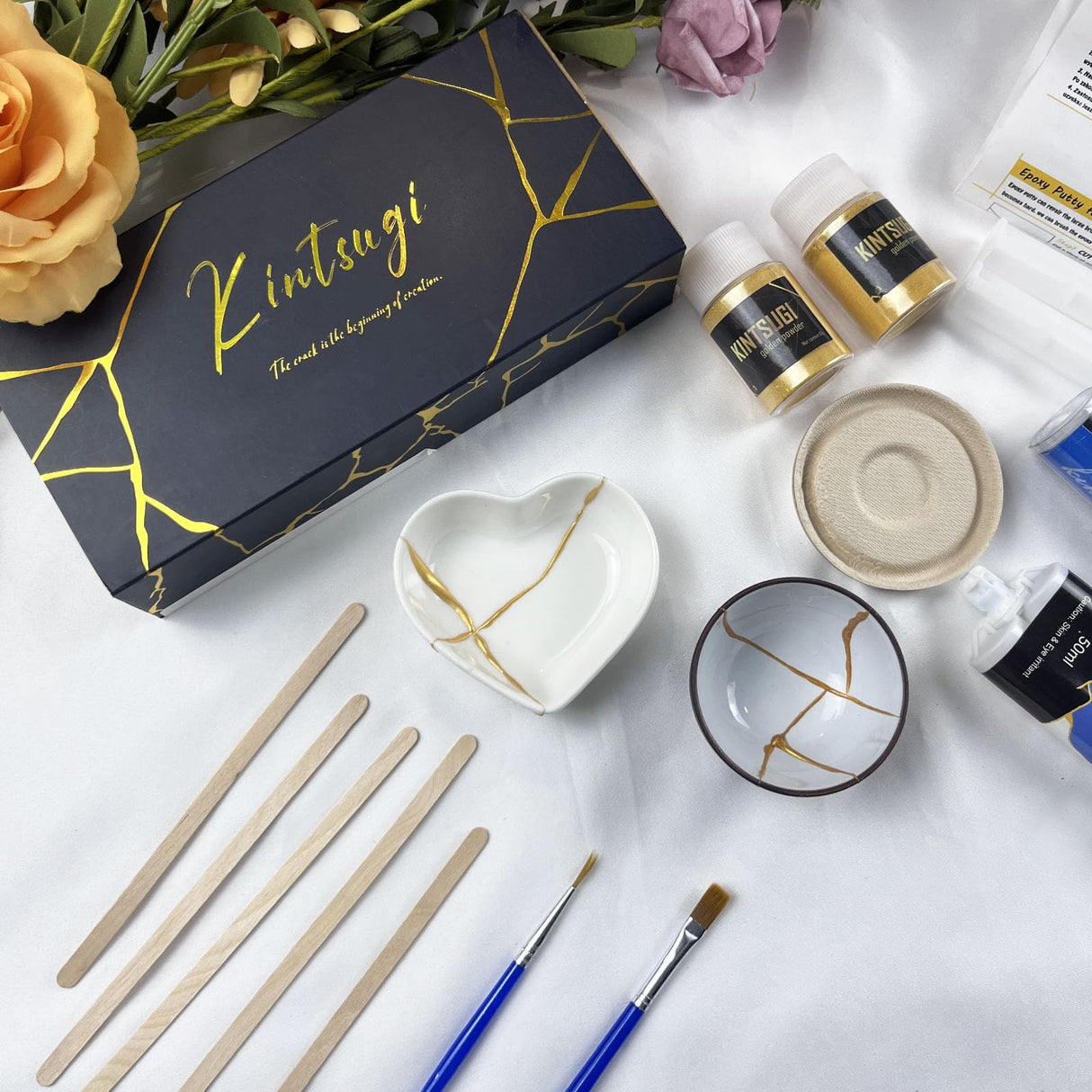 1DFAUL Kintsugi Repair Kit Gold, Gold Glue for Ceramics and Porcelain Repair, Kintsugi Kit Repairs Your Meaningful Ceramics, Suitable Gift for DIY Kintsugi Repair Starters 1DFAUL