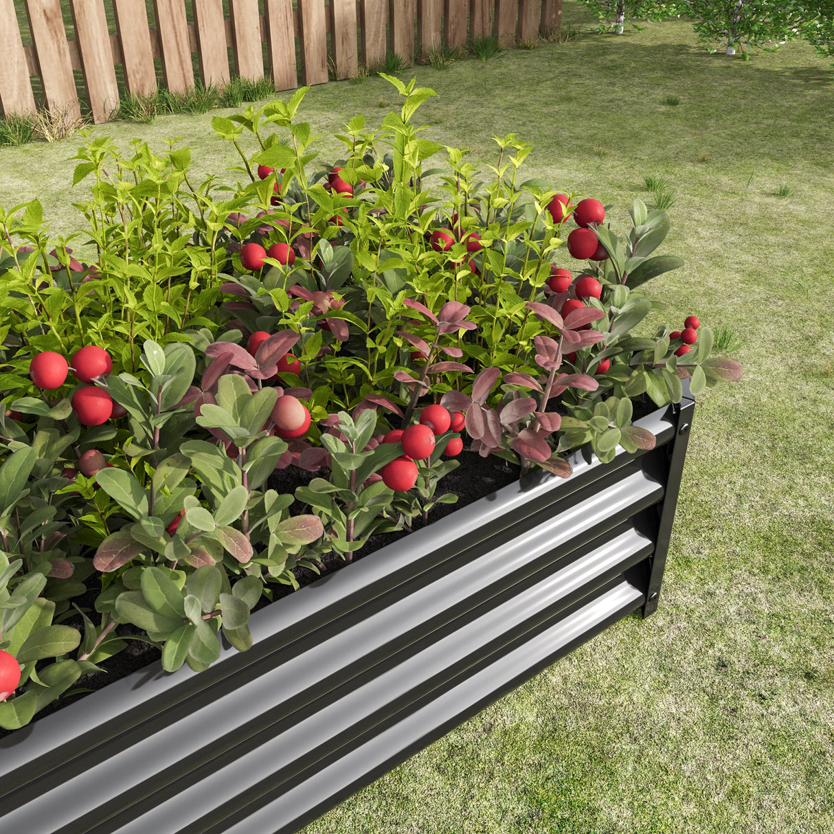 Black 4×2×1ft Metal Raised Garden Bed